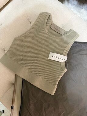 Essentials Ribbed Knit Tank Top in Sage